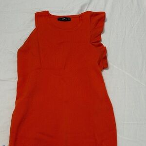 Zara Vibrant Orange Tank with Ruffle Detail